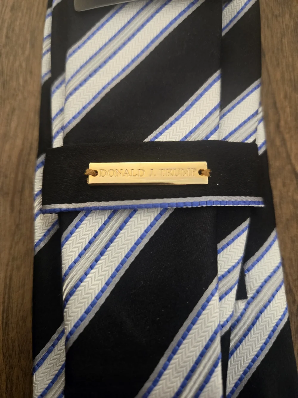 Donald J. Trump Men's Navy and White Striped Tie